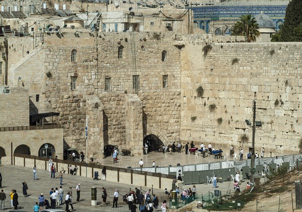 People at the Wailing Wall on Temple Mount