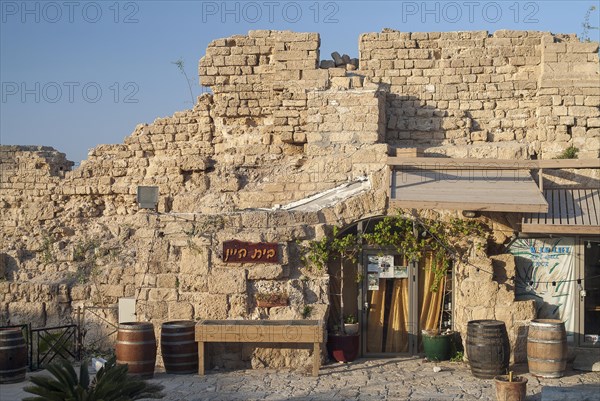 Rustic wine bar at fortress wall