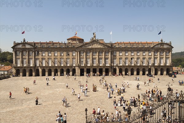 Obradoiro central square in front of the Palace of Raxoi