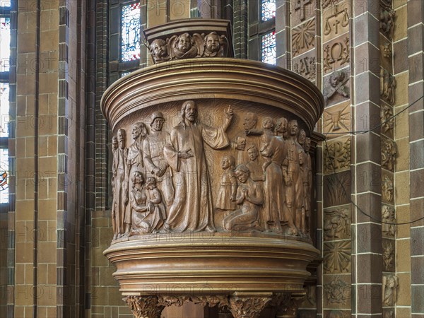 Wooden pulpit with Nazi symbolism