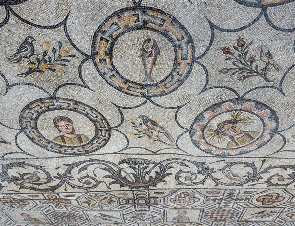 Early Christian mosaic floor with animal symbolism