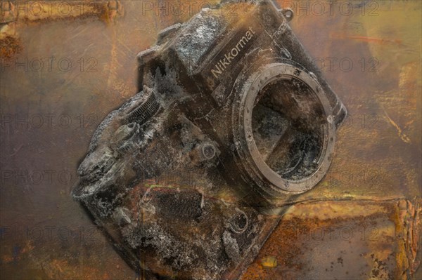 Old rusty analog SLR camera
