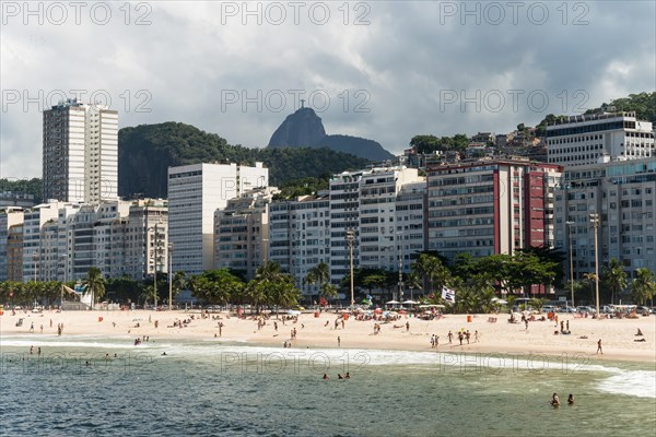 Arpoador Beach and Corcovado with Cristo Redentor statue behind