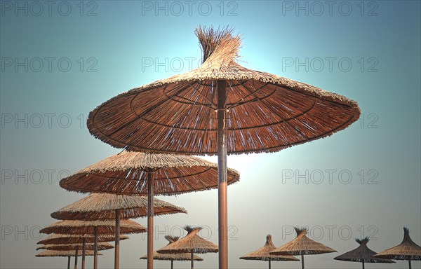 Straw umbrellas