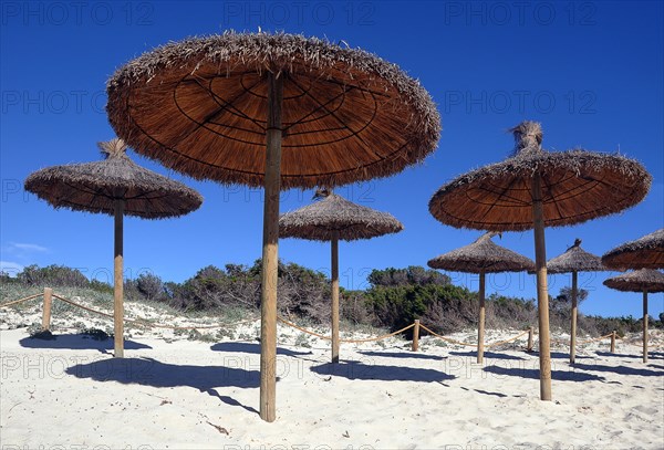 Straw umbrellas