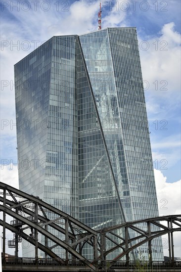 Deutscherrenbrucke bridge with the European Central Bank