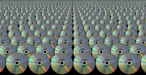 CDs lined up in rows