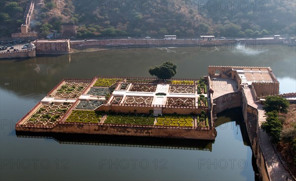 Kesar Kyari Bagh palace gardens in the lake