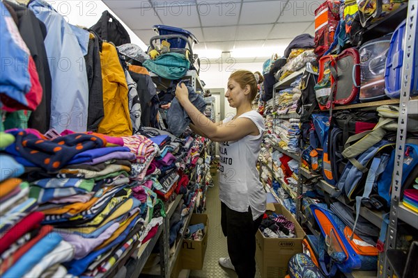 Warehouse with clothing for refugees of Volunteers' Initiative Welcome to Mulheim