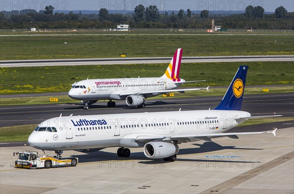 Lufthansa Airbus A321 and German Wings Airbus A320 on taxiways
