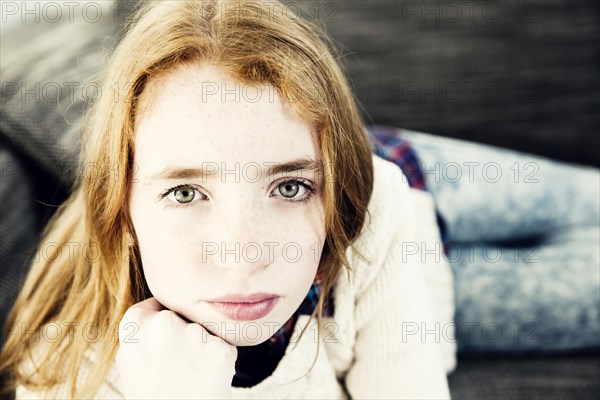 Girl lying on the sofa