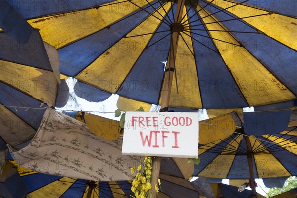 Parasols as roof of a Thai restaurant