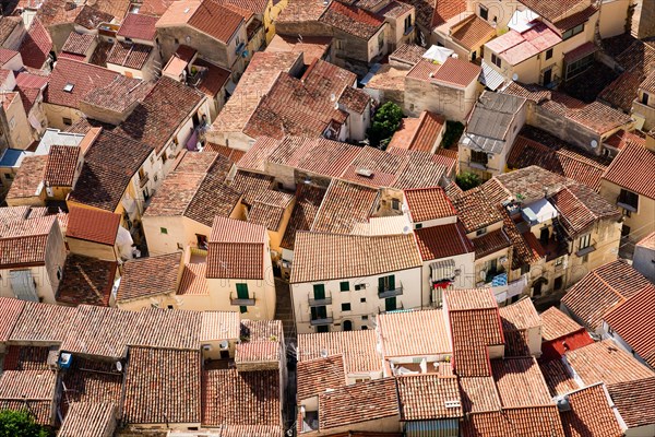 View from Rocca di Cefalu on the roofs of the historic centre