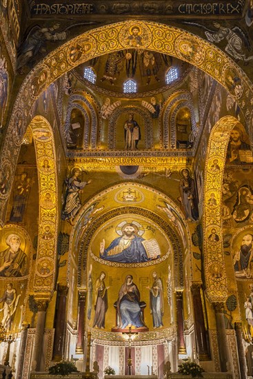 Byzantine mosaic of Christ Pantocrator in the apse and presbytery