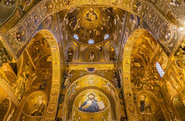 Byzantine mosaic of Christ Pantocrator in the apse and dome
