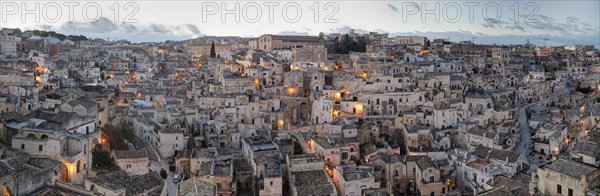 View from Convento di Sant'Agostino across Sasso Barisano at dusk