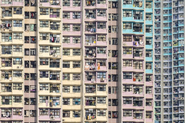 Public housing apartment block towers in Tin Shui Wai