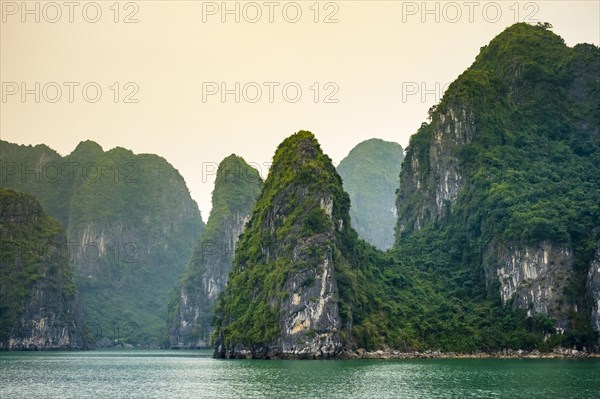 Karst mountain landscape in Halong Bay