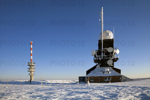 Weather Station with Friedrich-Luise Tower and Tower of the Sudwestrundfunk in winter
