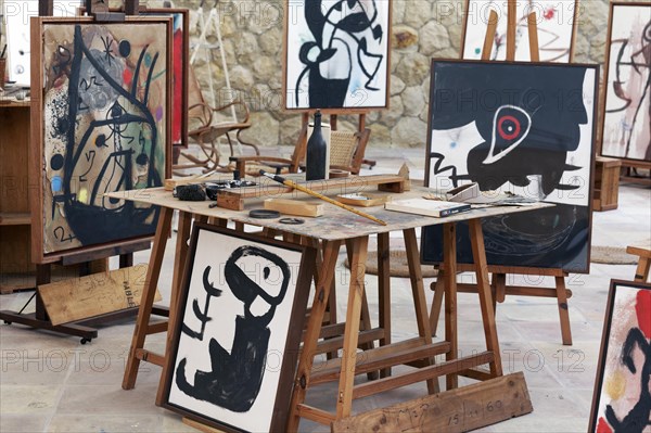 Studio with paintings by Joan Miro