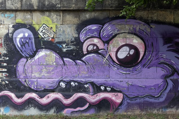 Purple comic crocodile