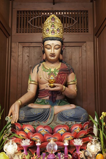 Altar with statue of Bodhisattva Akasagarbha