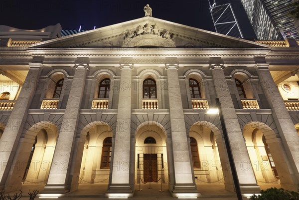 Legislative Council Building illuminated at night