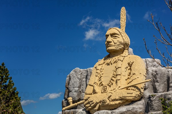 Sitting Bull figure made of lego bricks