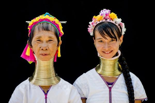 Two Kayan hill tribe women