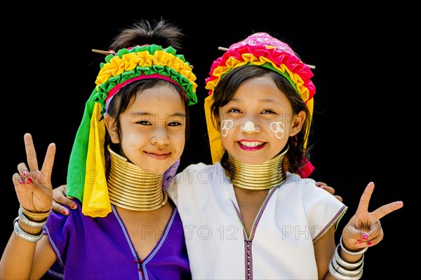 Two Kayan hill tribe girls