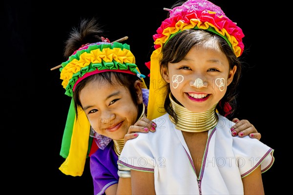 Two Kayan hill tribe girls