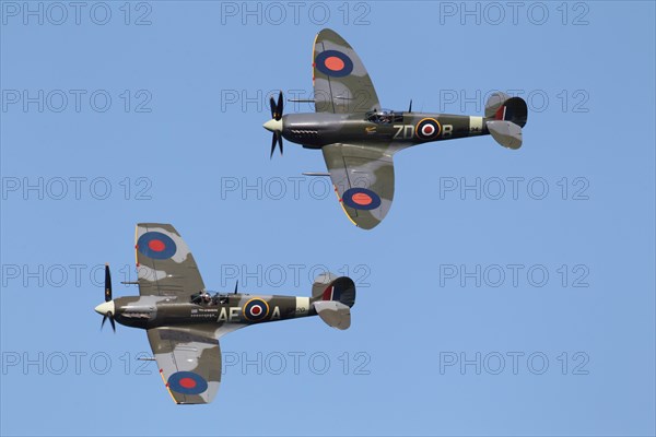 Two Supermarine Spitfire aircraft from the Royal Air Force