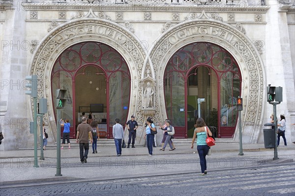 Gateways to the railway station in Manueline style at Rossio