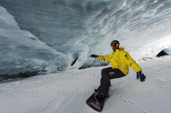 Snowboarding in the ice cave