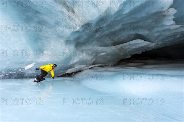 Snowboarding in the ice cave