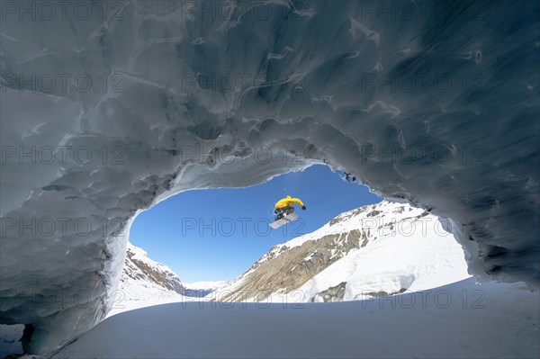 Snowboarding in the ice cave