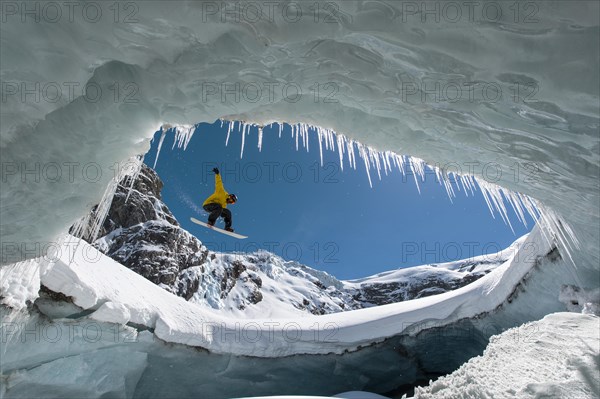 Snowboarding in the ice cave