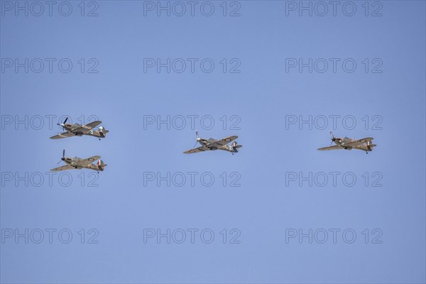 Flight of four Hawker Hurricanes