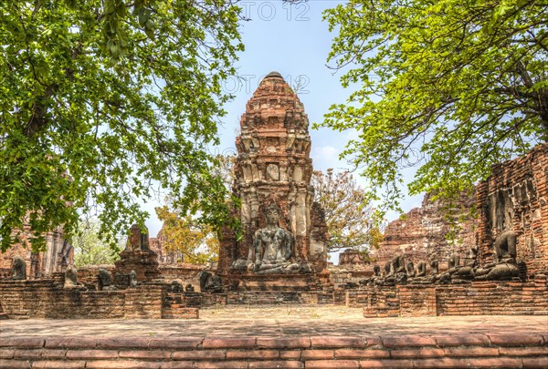 Temple complex with stupa and large Buddha statue