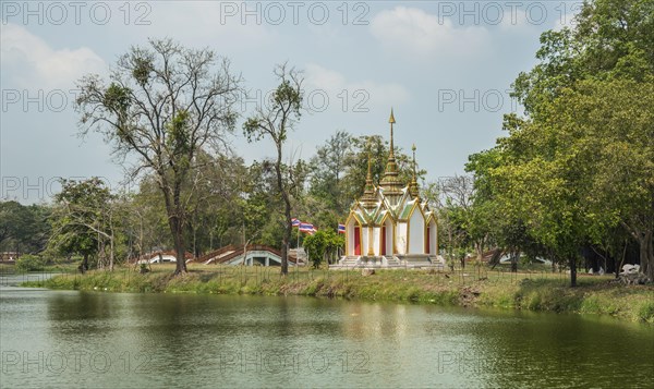 Small temple by lake