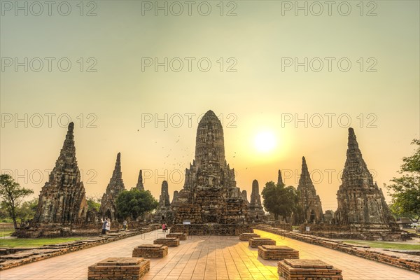 Buddhist temple at sunset