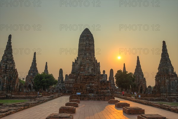 Buddhist temple at sunset