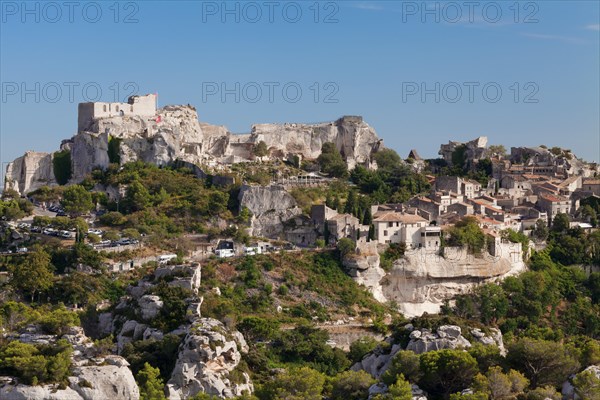 Mountain village Les Baux-de-Provence with castle ruins