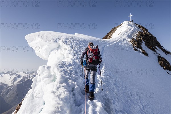 Mountaineer ascending Wildspitze