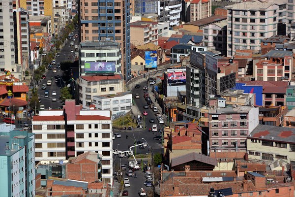 Skyscrapers and street crossing in La Paz