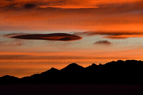 Colorful sunset over the Salar de Uyuni