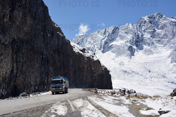 Truck on snowy Death Road