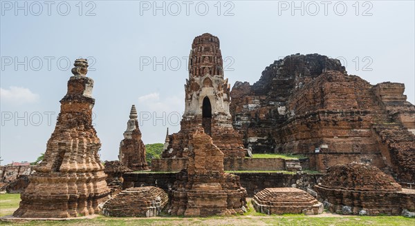 Ruins of the temple complex with a stupa