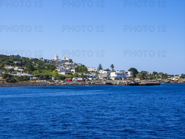 Isola Stromboli with the village of Stromboli