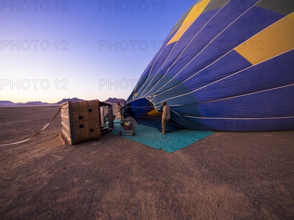 Hot air balloon being filled with air